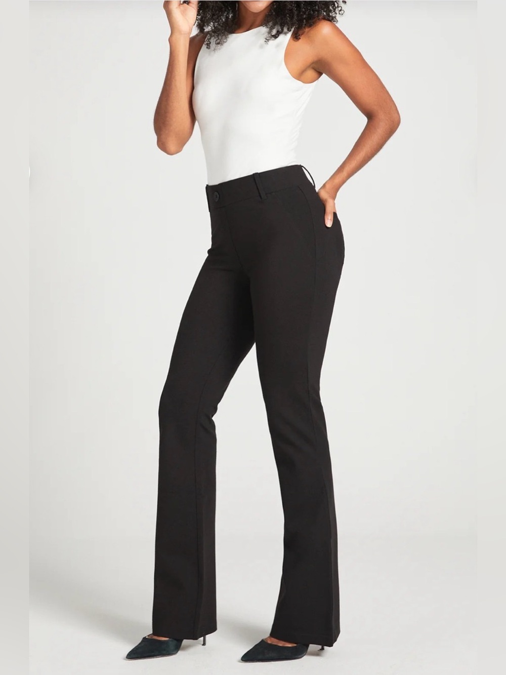 Betabrand Two-Pocket Dress Pant Yoga Pant Bootcut (Black) Size XL